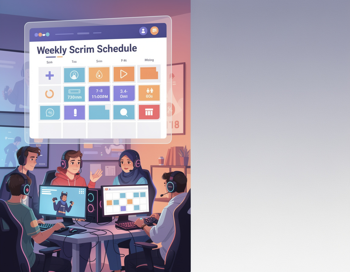 Ilustrasi jadwal scrim mingguan untuk turnamen game online berlian78
